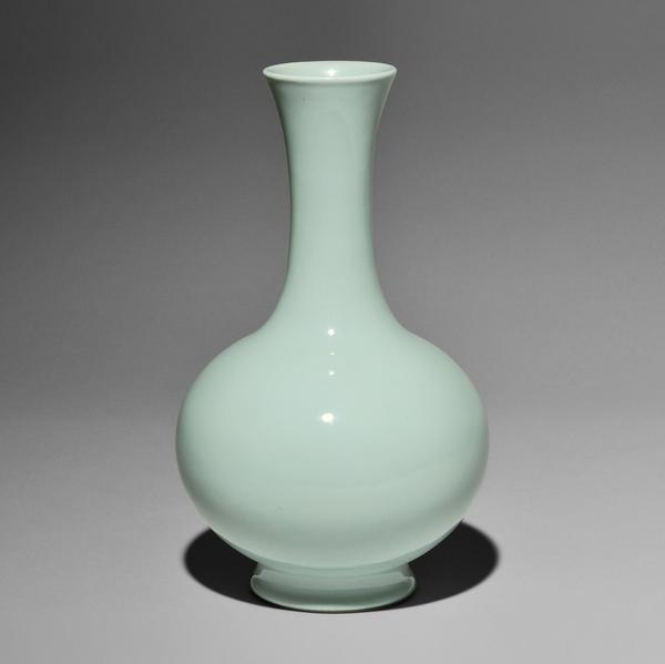 Sky Blue-glazed Bottle Vase, China (Lot 201, Sold for $411,000)