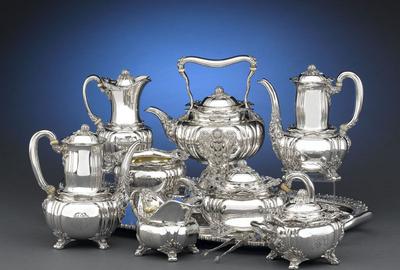 A magnificent 10-piece Chrysanthemum tea service.  Introduced in 1878, Tiffany & Co.'s Chrysanthemum pattern is one of the most magnificent and celebrated sterling silver designs of the 19th century.  