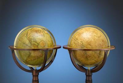 Globes, such as this pair of 18" examples from J.& W.  Cary, afforded their owner a wealth of information right at their fingertips.