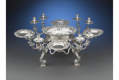 Stunning George II Silver Epergne by Ann Craig and John Neville.  Theirs was one of only a handful of female/male silversmithing partnerships to ever exist