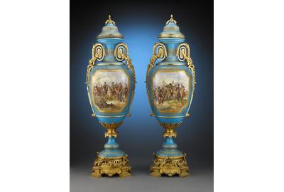 These massive Sèvres Palace urns stand over five feet tall and are extremely rare due to their size and expense to produce