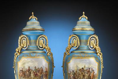 These massive Sèvres Palace urns stand over five feet tall and are extremely rare due to their size and expense to produce