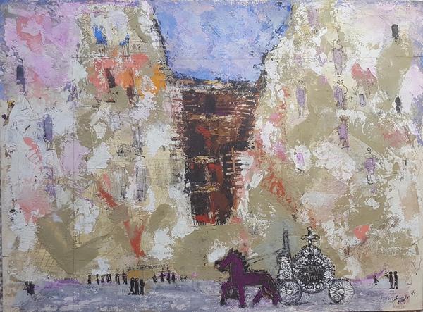 Artist: William G.  Congdon (1912-1998) Title: Naples, 1945 (A double sided work) Medium: mixed media on paper Size: 14 3/4” x 20” inches Date: 1945 EST: $4,000-6,000 