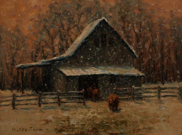 Lambing Snow, Oil on canvas by LAA Elected Artist Kim Muller-Thym.