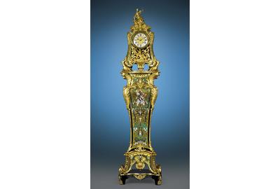 The Augustus III Clock by Jean-Pierre Latz, circa 1745, stands nearly nine-feet high