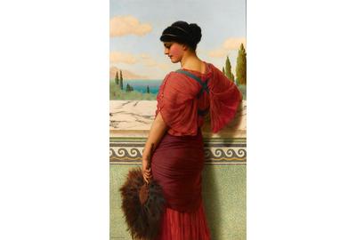 Godward's "Phyleis" renders the Greek tragedy with an exquisite color palette and meticulous detailing 