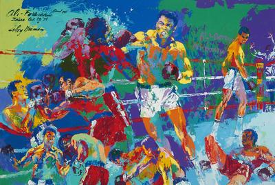 Rumble in the Jungle by LeRoy Neiman captures the intensity of the famed 1974 boxing match in Zaire.  