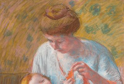  Baby Lying on his Mother’s Lap by Mary Cassatt.  Circa 1914.