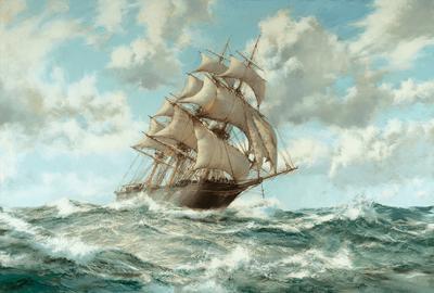 Over the Crest: The Lightning by Montague Dawson