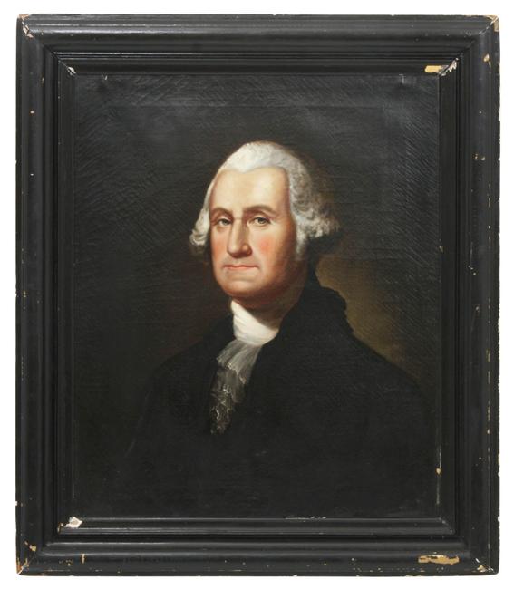 Unsigned oil on canvas portrait of George Washington, attributed to Thomas Sully (Br./Am., 1783-1872), 37 inches by 33 inches, framed (est.  $20,000-$30,000).