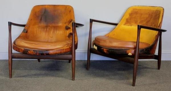 A pair of "Elizabeth" chairs designed by Ib Kofod-Larsen broke previous auctions records with a final price of $39,360 at Clarke Auction.