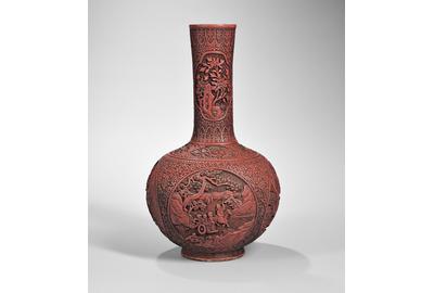 Cinnabar Vase, China, 18th/19th century (Lot 387, Estimate $3,000-$5,000)