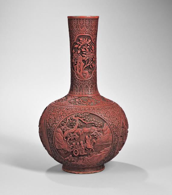 Cinnabar Vase, China, 18th/19th century (Lot 387, Estimate $3,000-$5,000)