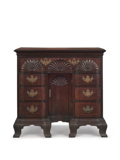 Chippendale carved mahogany block-and-shell bureau table signed by John Townsend (1733-1809), Newport, circa 1770, estimate: $700,000-900,000 