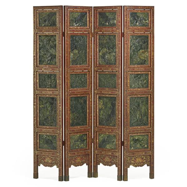 Lot 409, Chinese Nephrite Jade Four Panel Screen, $12,000-18,000.