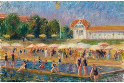 William Glackens, The Beach, Isle Adam, oil on canvas, 1925-26.  Estimate $500,000 to $800,000.