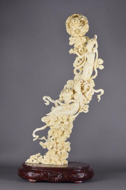 Lot 422: Early 20th Century Chinese Ivory Carved Tusk Beauties