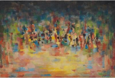 Lot 45: Norman Lewis, Untitled, oil on canvas, 1956.  Sold April 5, 2018 for $725,000.  (Pre-sale estimate: $150,000 to $250,000)