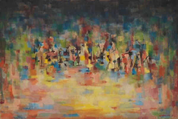 Lot 45: Norman Lewis, Untitled, oil on canvas, 1956.  Sold April 5, 2018 for $725,000.  (Pre-sale estimate: $150,000 to $250,000)