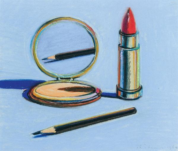 Wayne Thiebaud, pastel on paper, executed in 1964 and titled "Eyebrow Pencil."