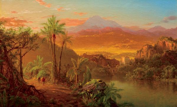 Louis Remy Mignot, "Travelers in a Tropical Landscape"