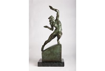 Donald De Lue, American (1897-1988) New Day, 1976 Bronze, 26 inches tall Bronze with Renaissance Brown and Pompeiian Green patinas.  Number 3 of an edition of 12.  