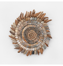 Mary Bauermeister (b.1934), Wirbel, 2008, stones, wood and sand adhered to particle board, 39 x 35 x 3 1/2 inches / 99.1 x 88.9 x 8.9 cm