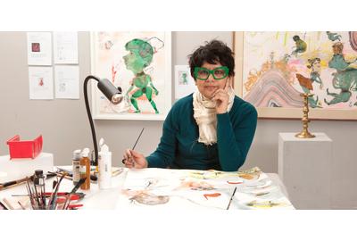 Rina Banerjee in her studio, New York, ca.  2013.  Photo by Jeanette May.  Courtesy of the artist.