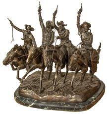 Frederic Remington bronze titled Coming Through the Rye, one of Remington’s all-time classic sculptures, 20 inches tall, #22 of 100 (est.  $4,000-$6,000).