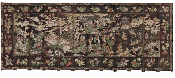 Double-sided Twelve-panel Coromandel Screen, China, Kangxi period (1662-1722) (Lot 523, Estimate$20,000-30,000)