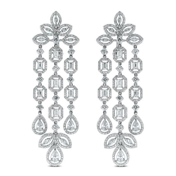 Legacy Diamond Earrings by Beauvince Jewelry.  8.55 cts.  diamonds, set in 18K white gold.  3 in.  length