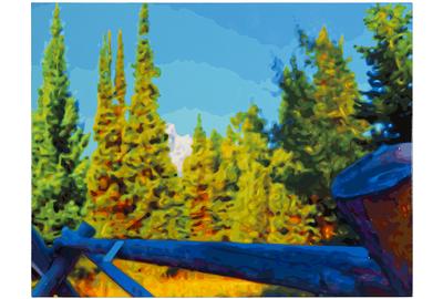 Timothy Tompkins, "Tall Trees", 2012, Acrylic enamel on linen, 37 x 48 in.