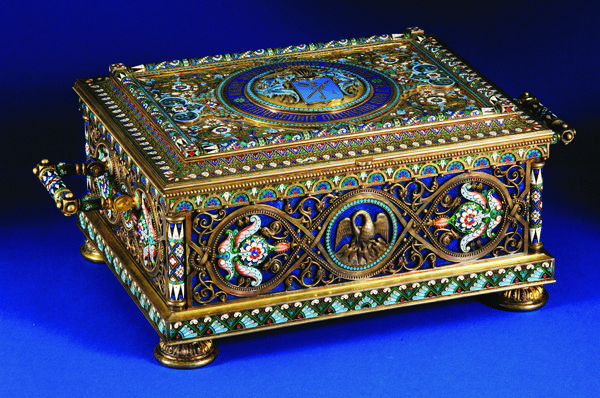 ﻿The Durnovo Casket Silver gilt, enamel and lapis lazuli 1889 Firm of Ovchinnikov, Russia © Giovanni Lundardi Photography