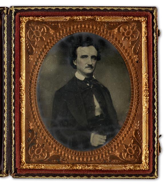 Sixth-plate tintype after a daguerreotype of Edgar Allan Poe, circa 1849-50s.  Estimate $10,000 to $15,000.