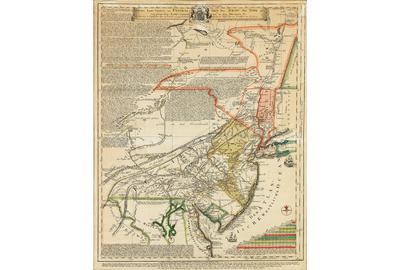 Lewis Evans, Speciel Land Charte von Pensilvanien, Neu Jersey, Neu York, Frankfurt, 1750.  Estimate $10,000 to $15,000.