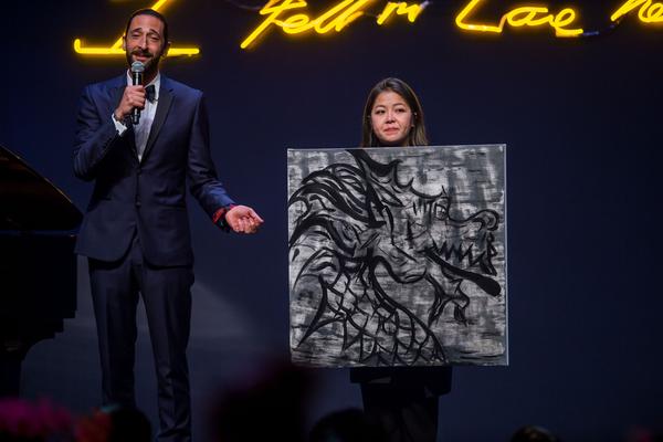 Adrien Brody with his painting