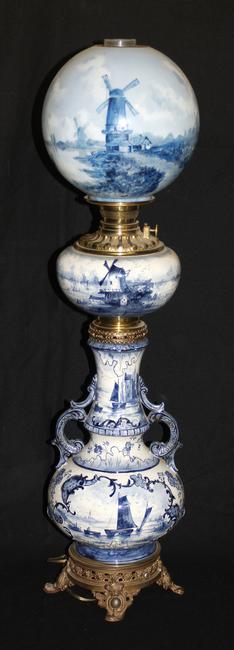 Delft Blue and White Converted Oil Floor Lamp