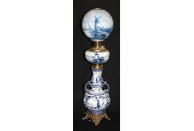 Delft Blue and White Converted Oil Floor Lamp