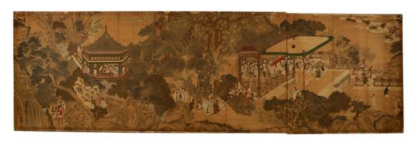 Monumental painting by classical Ming artist Qiu Ying (Chinese, 1494-1552), depicting a palace courtyard ($112,500).