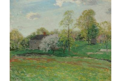 Willard LeRoy Metcalf (American 1858-1925), Old Homestead in Springtime, oil on canvas, 13-1/2 x 16-1/2 in.