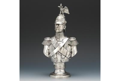 A Rare Morozov Russian 84 Silver Bust of Emperor Nicholas I after Friedrich August Theodor Dietrich, St.  Petersburg, 1896