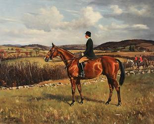 Franklin Brooke Voss (American 1880-1953), Margaret Mason Colt Peabody on Horseback, Signed Oil on Canvas and Dated 1939