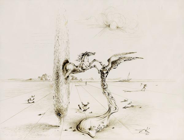 Salvador Dali, The Reality of a Dream, pen and sepia ink, 1960.  Estimate $80,000 to $120,000.