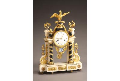 Louis XVI Ormolu Mounted Marble and Slate Mantel Clock ($7,000-$9,000)