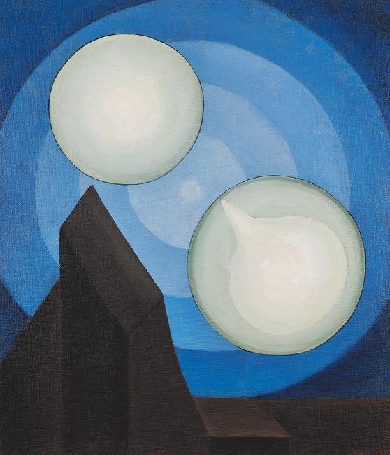 Henrietta Shore, Two Worlds, c.  1921, Oil on canvas.  33.5 x 29.5 inches.  Gift of the Marie Eccles Caine Foundation.  Collection of the Nora Eccles Harrison Museum of Art, Utah State University 