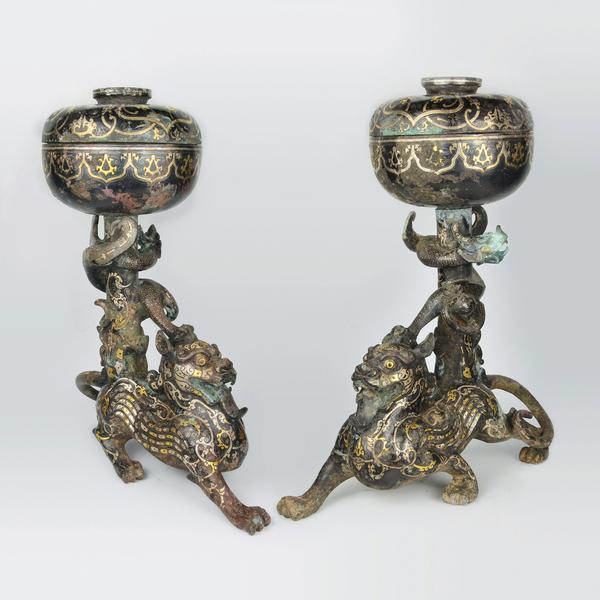 Warring States pair of Dou atop Bixie.  Gianguan Auctions.  September 8, 2018 sale.