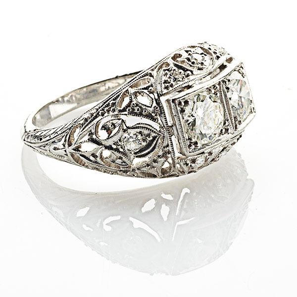 Lot 120, Art Deco "Moi et Toi" Diamond Platinum Ring, $1,500-2,000.