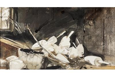 Andrew Newell Wyeth (1917-2009), Pot Buoys, 1954, watercolor, 8 1/2 by 15 inches, sold for $90,000