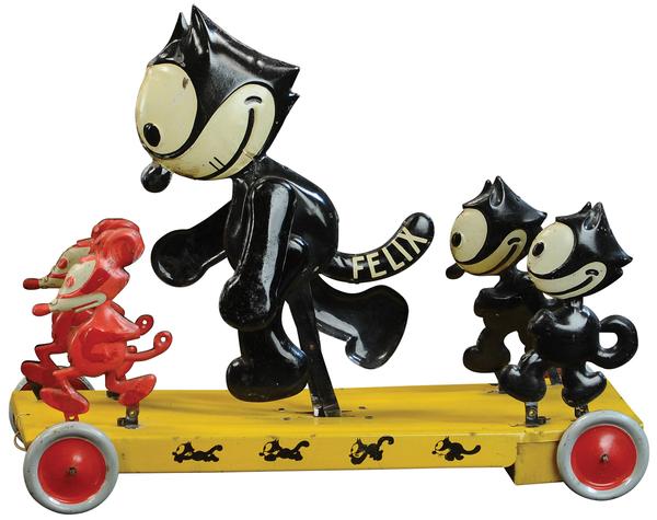 Chein large (13in long) Felix Frolic toy, one of only a handful known to exist.  Estimate $12,000-$18,000