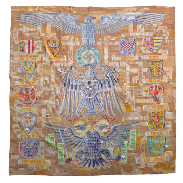 This spectacular German World War II tapestry (11 feet 10 inches by 10 feet 2 inches) will be sold at auction June 13-14, online and in Bouckville, N.Y.